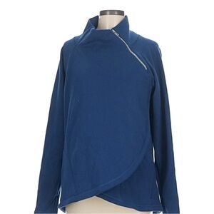 Athleta women’s dark blue faux wrap 1/4 zip pull over
